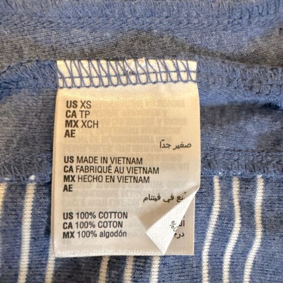 Karen Scott Core Knits Heather Indigo Blue Striped Long Sleeve Tee Sz XS NWT - Picture 5 of 5